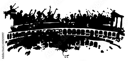 Photos Cheering crowd of spectators in ancient roman colosseum amphitheater