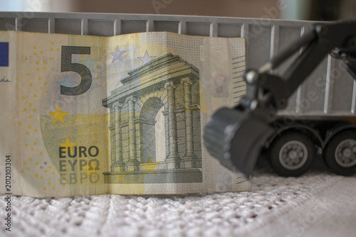 Building industry budget and equipment concept with Euro bill
