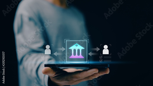 Tableau sur toile Digital banking and online finance concept