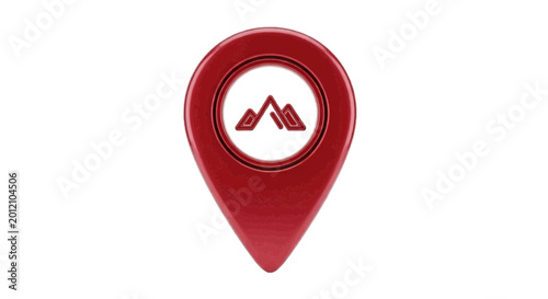 Free Download Minimal black silhouette icon, simple flat vector, bold black shape, no, no shading red map pin with mountain icon on a, flat icon style - GFXLoad