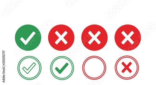 Free Download Collection of approval and rejection icons in green and red circles for UI design. - GFXLoad
