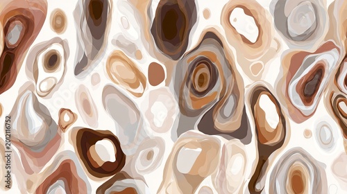 Abstract seamless pattern with organic shapes in neutral earth tones, creating a modern design