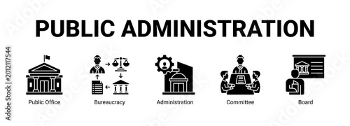 Фотография Public Administration web banner icon concept, with Public Office, Bureaucracy, Administration