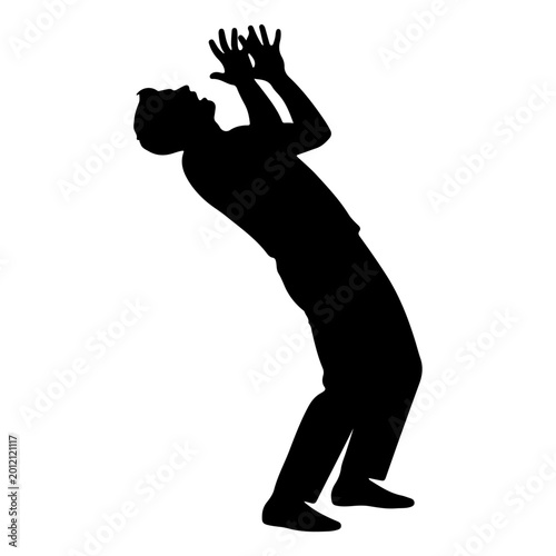 Photography Silhouette of a man recoiling in fear or surprise.