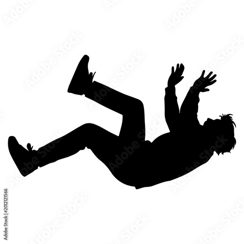 Foto Silhouette of a person falling through the air.