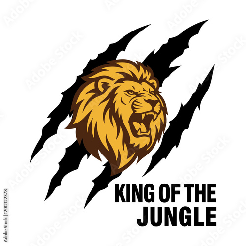 Lion head claw mark with jungle quote vector