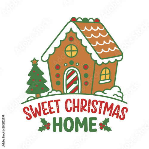 Sweet Christmas home gingerbread house vector