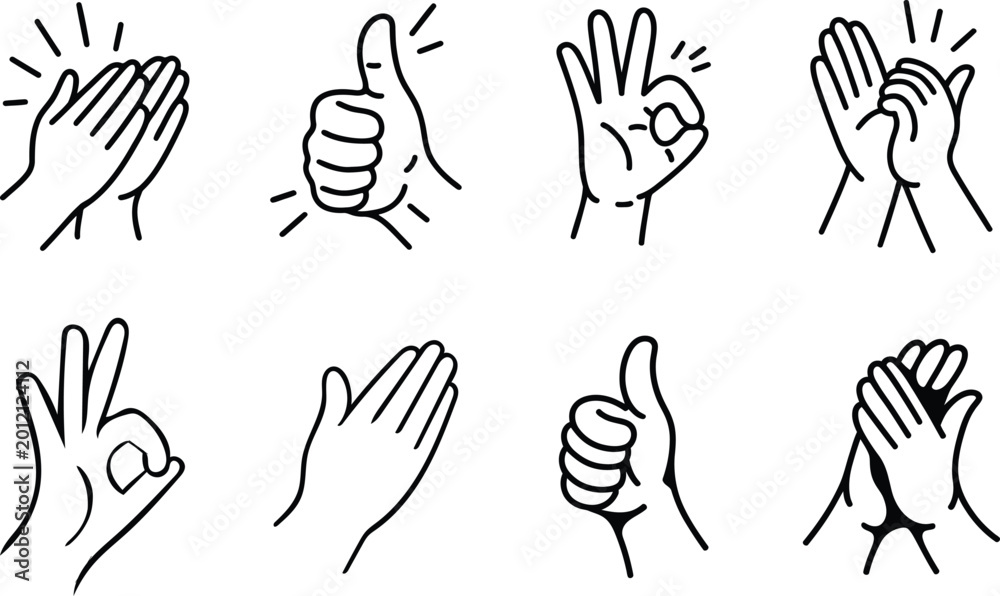 Fototapeta premium Hand Gesture Icon Set Vector Illustration For Communication Design