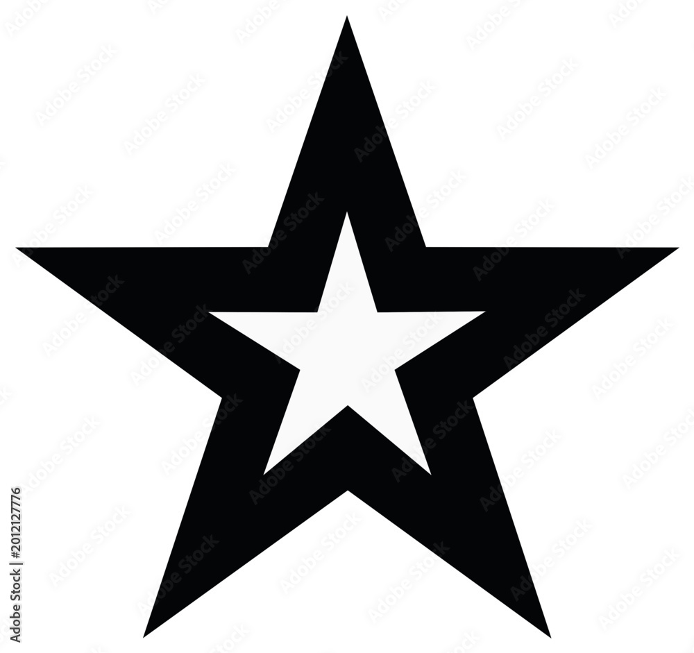 Fototapeta premium Bold Black Outline Star Emblem with Inner White Star Graphic Symbol