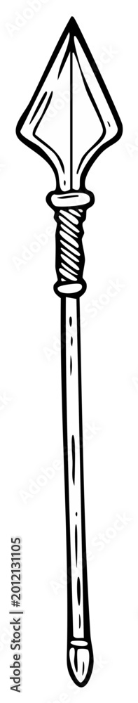 Naklejka premium Illustrated Line Art of a Spear Weapon for Warfare or Symbolic Representation