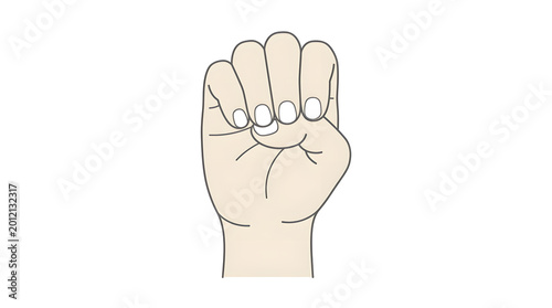 Clenched Fist Hand Gesture Illustration.