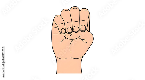 Clenched Fist Hand Gesture Illustration.
