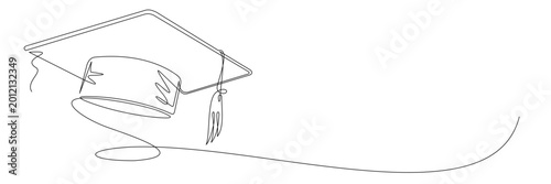 Fotografía Graduation cap illustration with continuous line drawing.eps