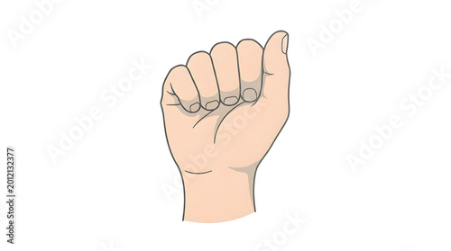 Clenched Fist Hand Gesture Illustration.
