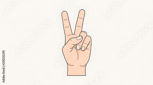 Hand Making Peace Sign Gesture Illustration.