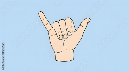 Hand Showing Shaka Sign Gesture Illustration.