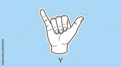 Hand Signing Y in Sign Language.