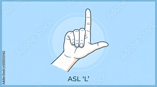 Hand Signing L in American Sign Language.