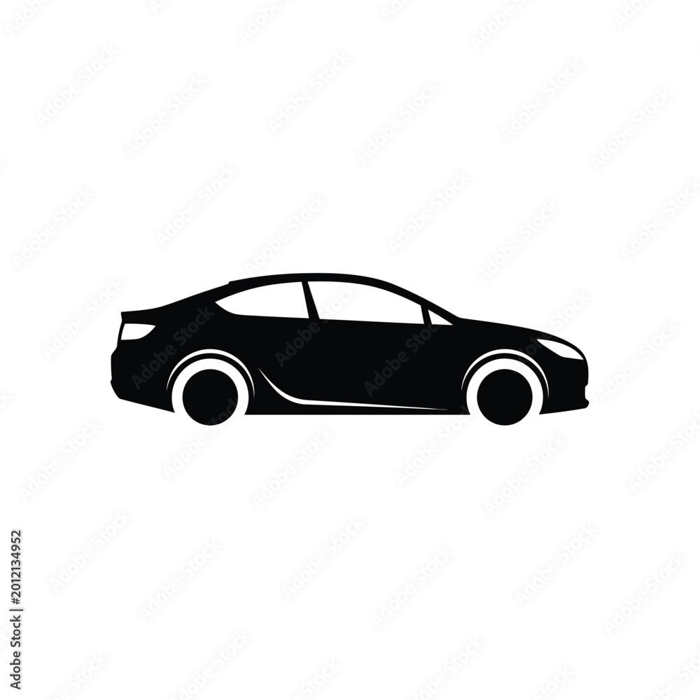 Fototapeta premium Car sedan silhouette represents a modern vehicle in this flat graphic design.