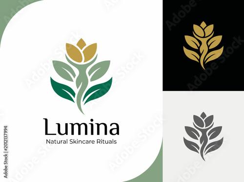 фотографія The logo embodies a floral design symbolizing beauty and natural skincare, representing a brand dedicated to nurturing rituals and holistic wellness in beauty care