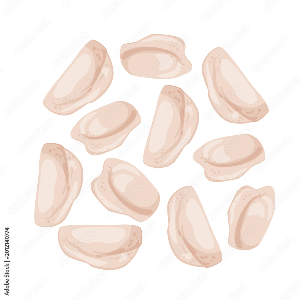 Obraz premium Cartoon vector illustration of dumplings isolated on a white background for traditional food and menu design.