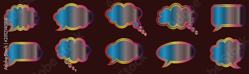 Gradient speech bubbles and thought balloons collection vector illustration