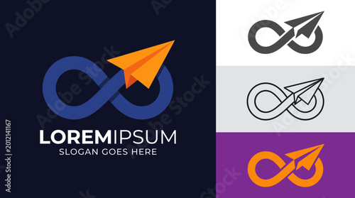 Tableau sur toile This modern logo features a sleek infinity loop intersected by a sharp arrow, representing endless possibilities and growth in a professional context
