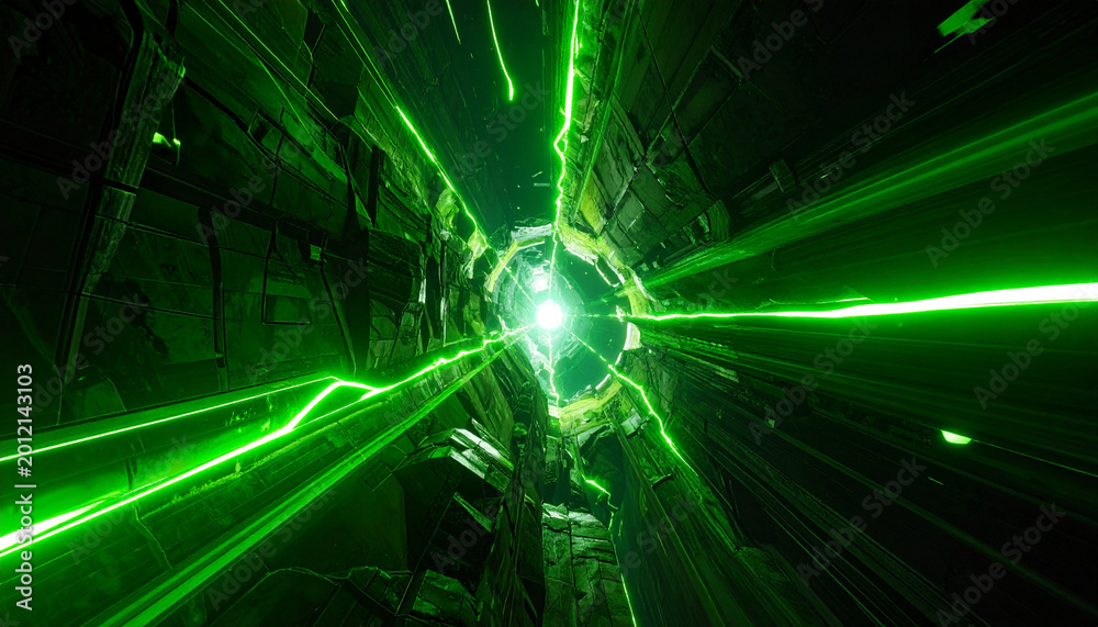 Obraz premium Abstract green energy tunnel