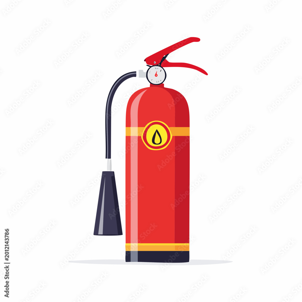 Obraz premium 赤い消火器のベクターイラスト 防災・消防設備