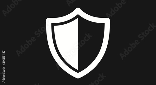 Bild auf Leinwand White shield icon on black background symbolizing security