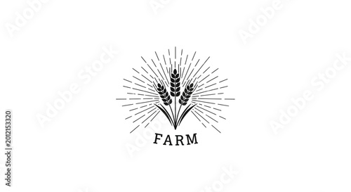 Fotografie Farm logo with wheat and sun.