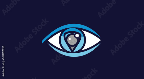 Stylized blue eye icon for technology or security branding