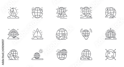 Bild auf Leinwand Icons depicting global crisis, economic issues, and environmental challenges