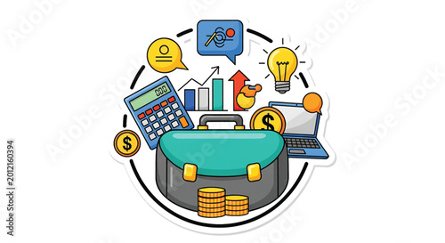 Konstfotografi Business Finance Money Briefcase Icon.