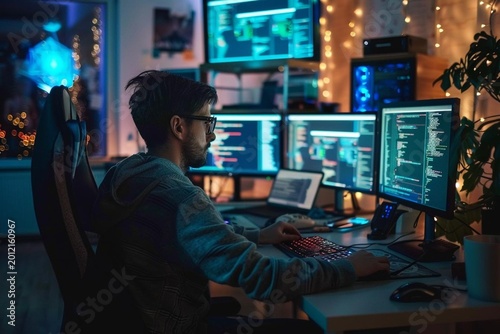 young woman working on computer