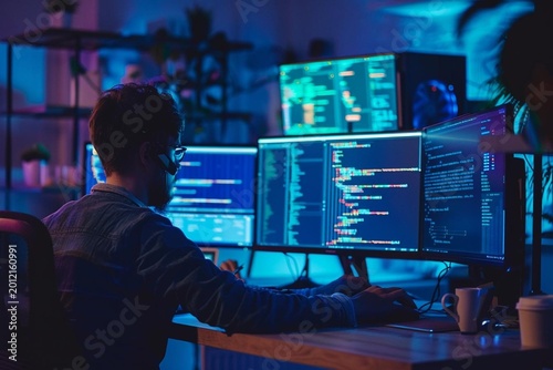 man working on computer