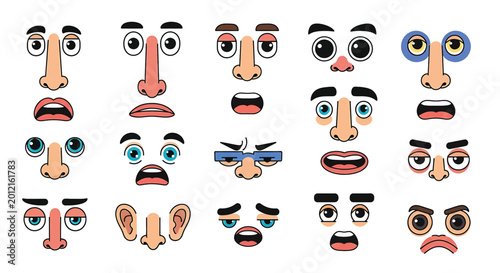Fotografie Cartoon facial features and expressions.