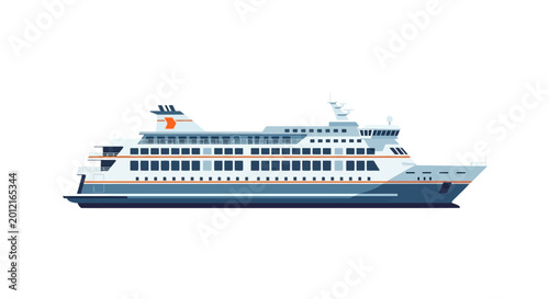 Tableau sur toile Modern passenger ferry boat on white background