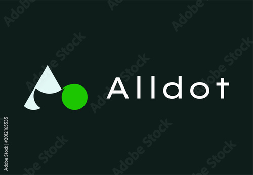 Modern Minimalist Alldot Logo Design with Geometric Shapes and Vibrant Green Accent