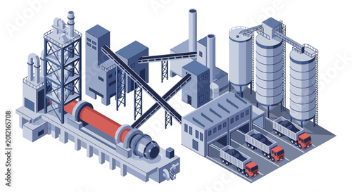фотографія Isometric illustration of a modern industrial cement production plant facility