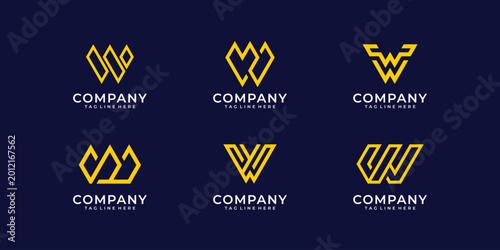 Bilde på lerret Set of w logo design collection inspiration