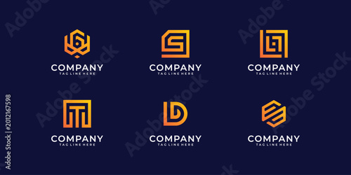 Bild auf Leinwand Collection of abstract monogram gradient logo design set inspiration