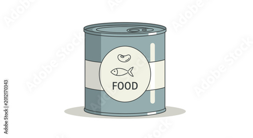 Fotografi Canned Food with Fish Label.
