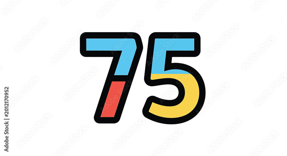 Obraz premium Large colorful number seventy five.