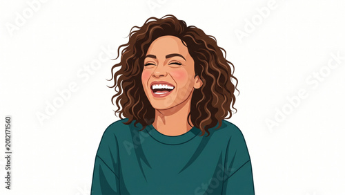 Portrait of a Cheerful Young Woman Laughing with Joy
