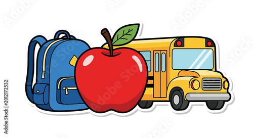 Photos School bus apple backpack education.