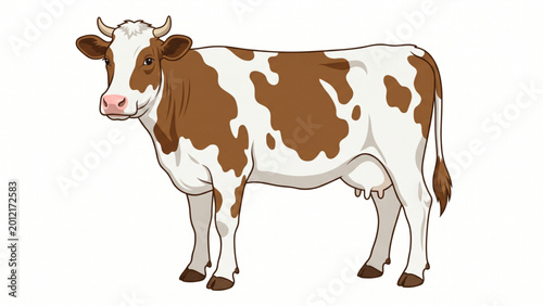 Dairy Cow Standing Side View Animal Illustration