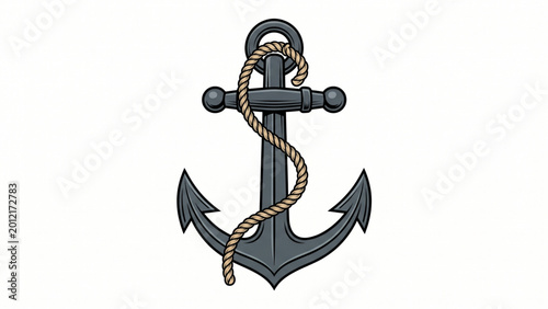 Classic Nautical Marine Anchor with Wrapped Rope