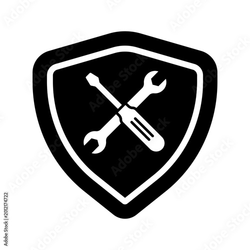 Warranty maintenance badge guarantee service badge flat color icon
