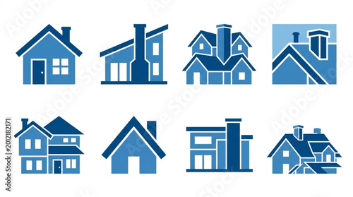 Canvas Print Collection of various house silhouettes icons.
